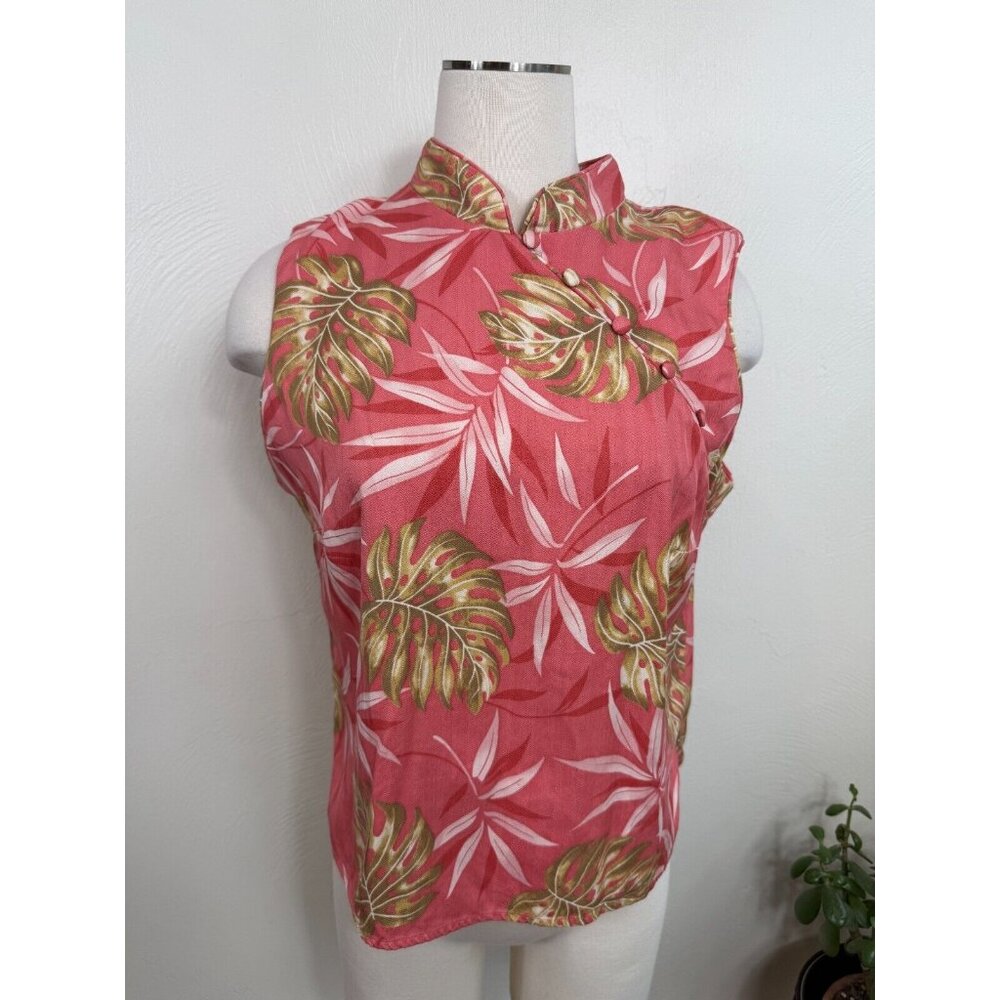 Floral Pink Sleeveless Blouse